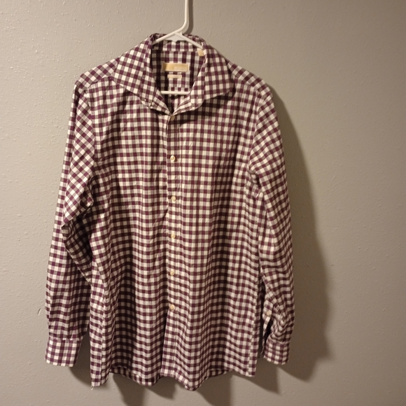 Michael Kors Men's Burgundy Checkered Shirt - Picture 1 of 3